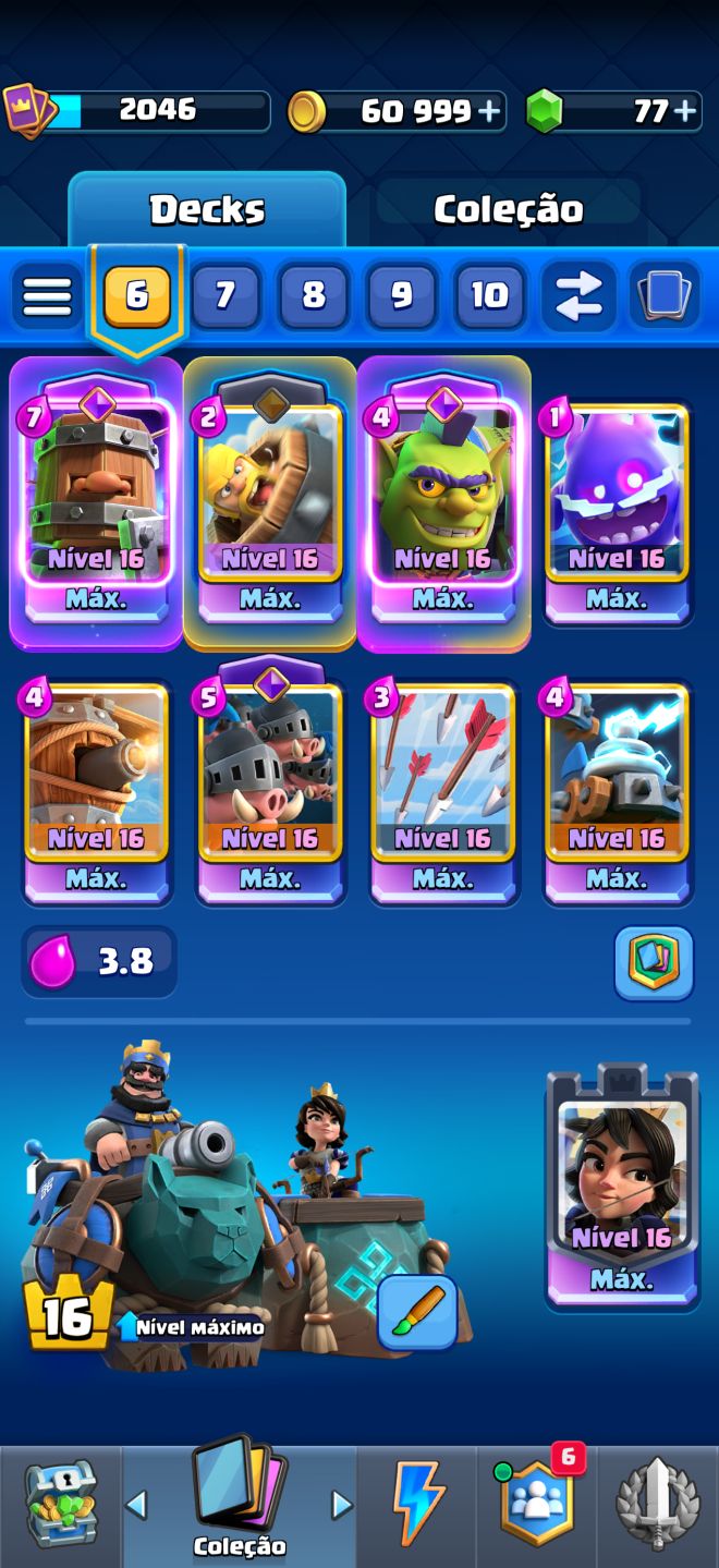 Conta clash royale nível global