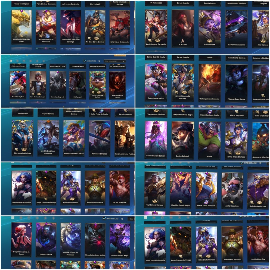 Conta temporada 1 - Elo GM - Nível 201- 73 skins - 129 campeões