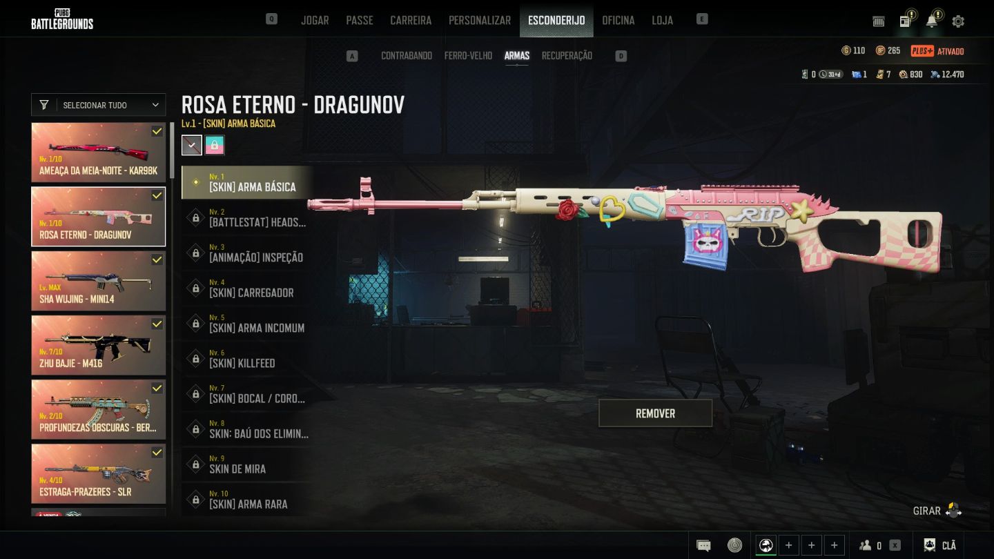 Conta de PUBG Plus STEAM - LVL 500 - 3.420 horas - 6 Armas Pregressivas + croma