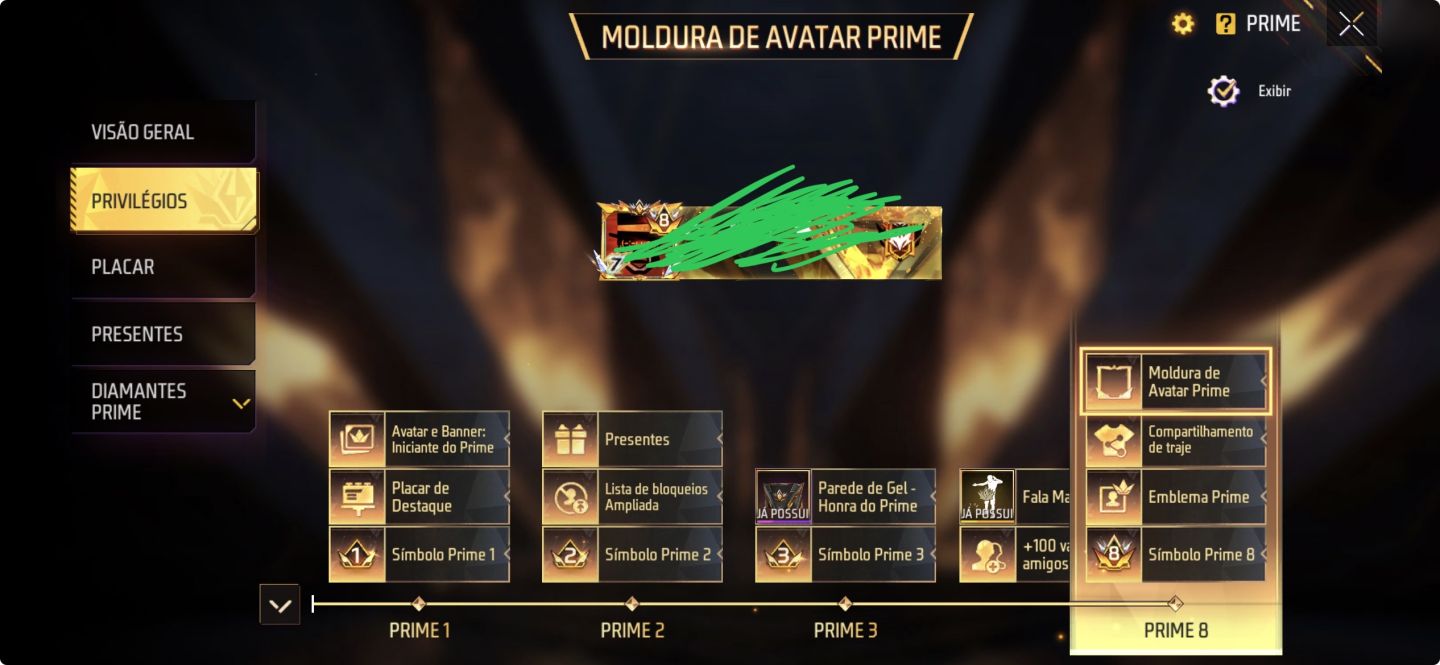 Conta prime 8 com passes antigos e nick colorido