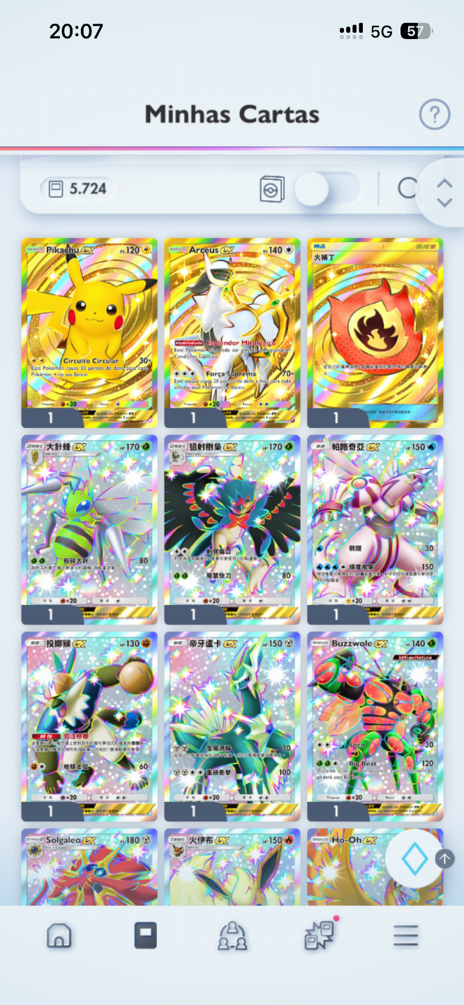Conta POKÉMON TCG, 5 cartas ouro