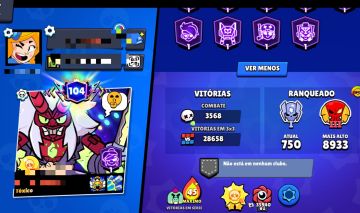Conta FULL de Brawl Stars - 105k troféus - 81 HiperCarga