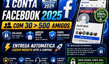 1X Conta Facebook 2025 | 2FA Ativa | Perfil com Amigos | Entrega Automática