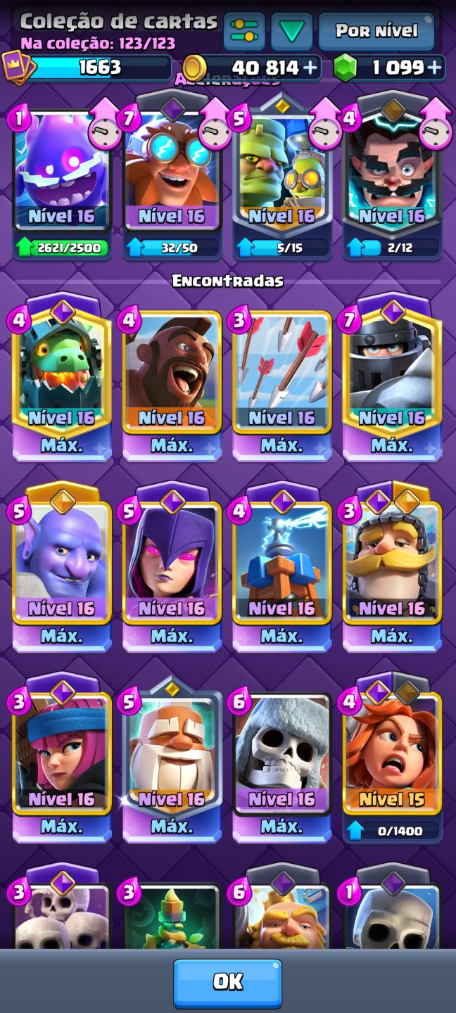 CONTA BRABA CLASH ROYALE/ 14.000 TROFÉUS/ LIGA 3/VARIAS CARTAS NO NÍVEL 16 E 15/