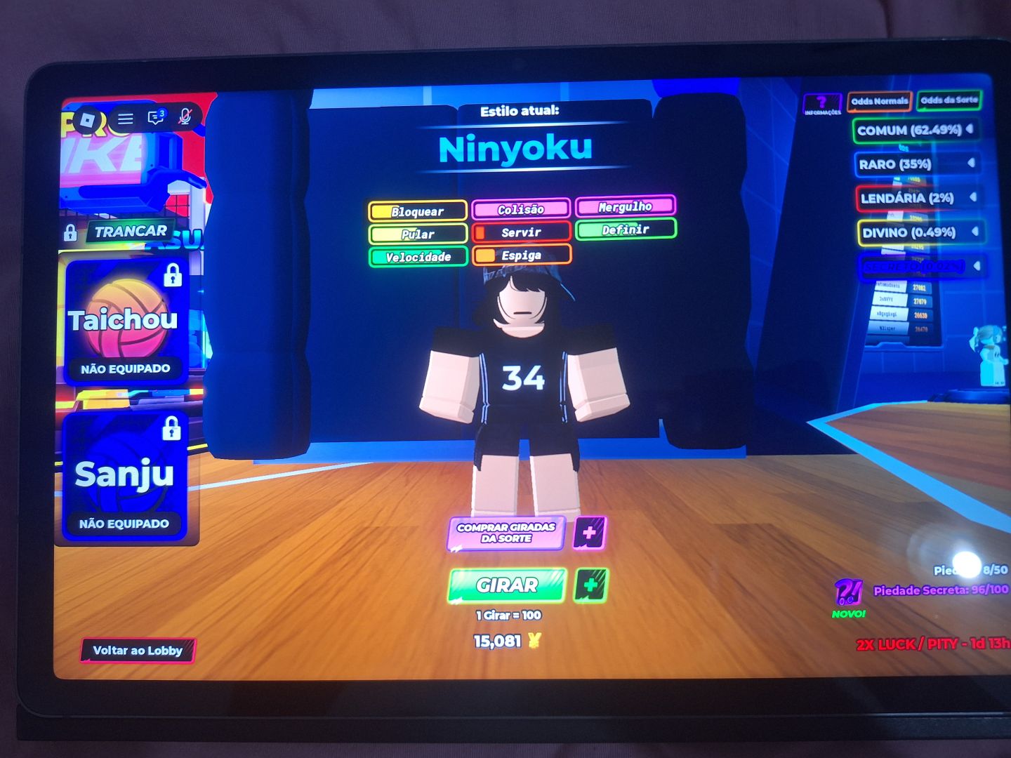 ROBLOX CONTA DE VOLEYBALL LEGENDS/ HAIKYUU LEGENDS | COM CHAT LIBERADO!!