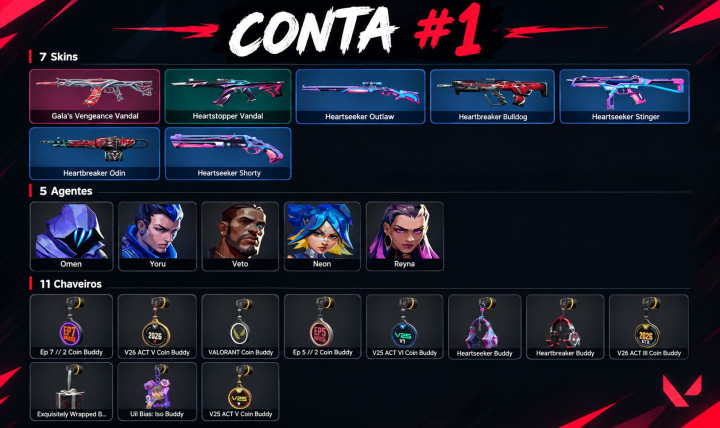 CONTAS DE VALORANT + BARATO DO SITE (somente região br)