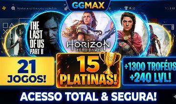 CONTA PSN - 21 JOGOS | LVL 240+ | 15 PLATINAS | TLOU2 + GOW + HORIZON...