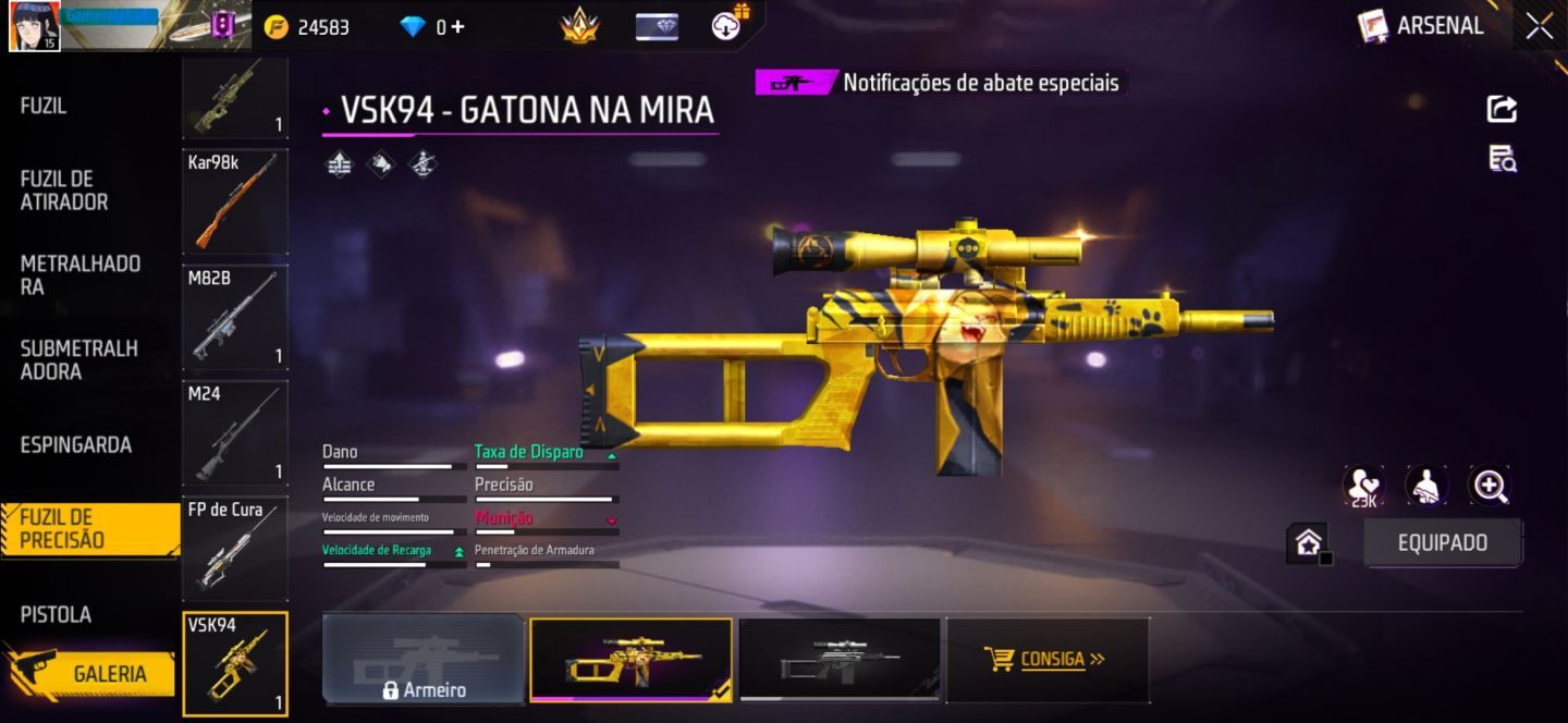 CONTA FREE FIRE COM CONJUNTO DAMA ESCARLATE | VSK94 ATRIBUTADA | CARTÃO DE TROCA
