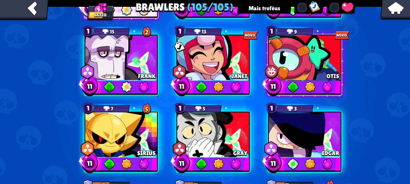 CONTA BRAWL STARS 66K TROFÉUS | 105/105 BRAWLERS | 42 COM 1K