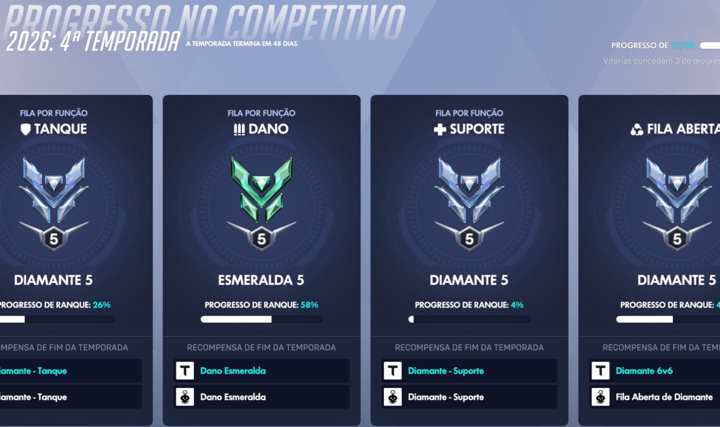 Conta de overwatch diamante tank, sup e 6v6