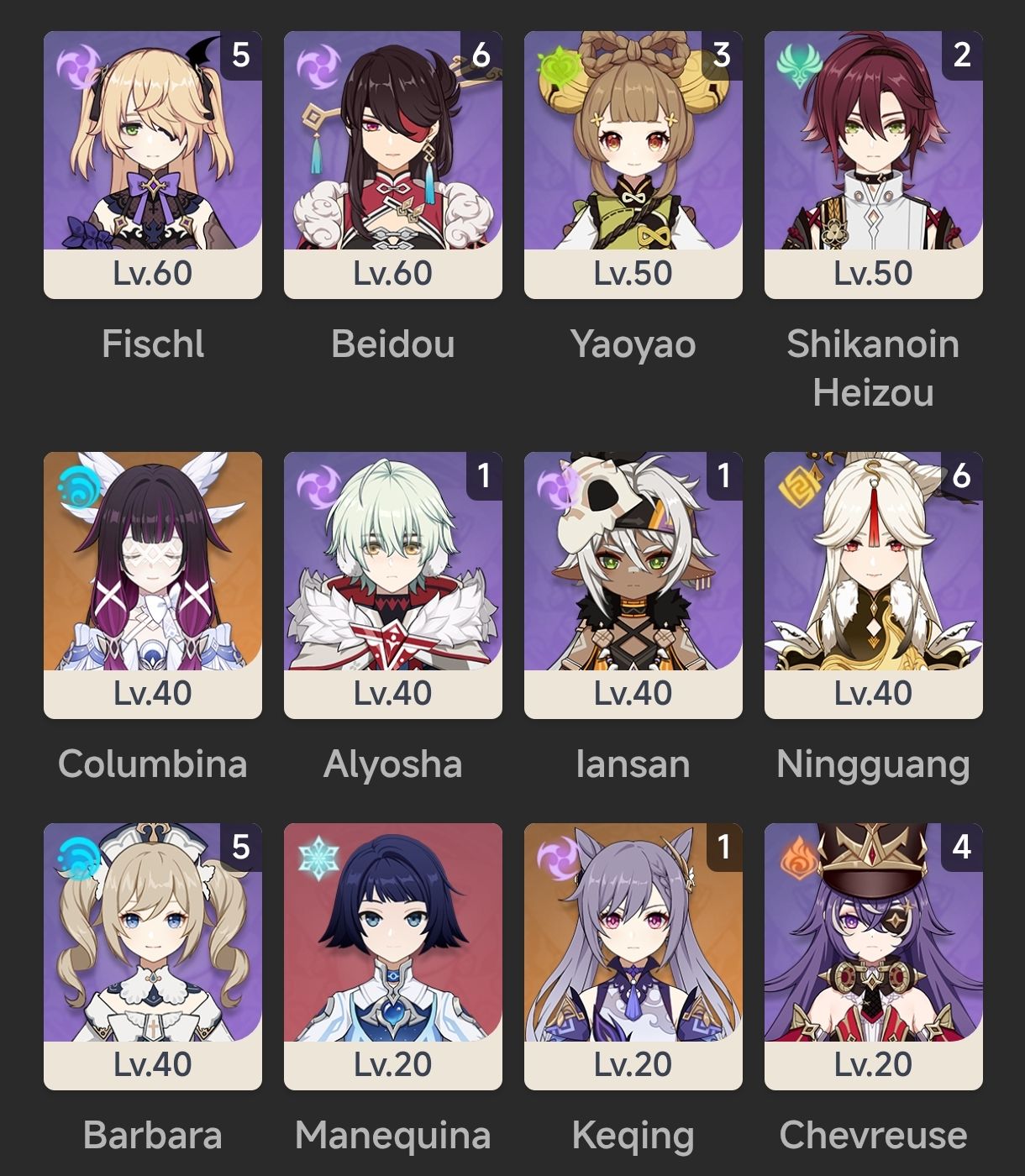 CONTA GENSHIN IMPACT AR59 | FURINA R1 + NEUVILLETE R1 + RAIDEN R1 + NAHIDA C1