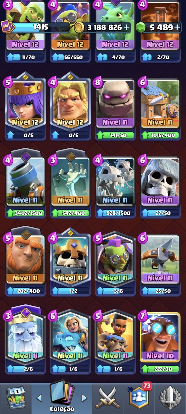 Conta de Clash Royale 10 anos de jogo 3 cartas full