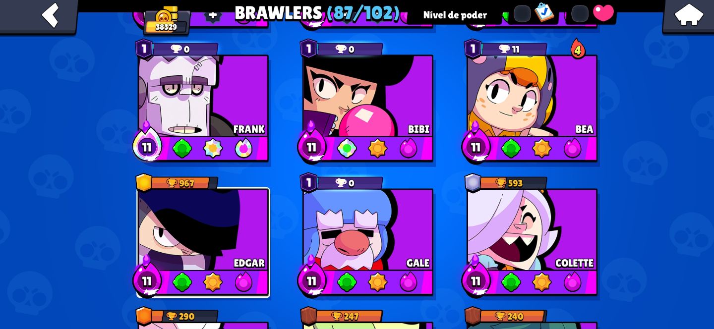 PROMO POR 1 SEMANA!! 87 BRAWLERS (37 LVL 11 / 34 HYPER) E SKINS RARAS!!