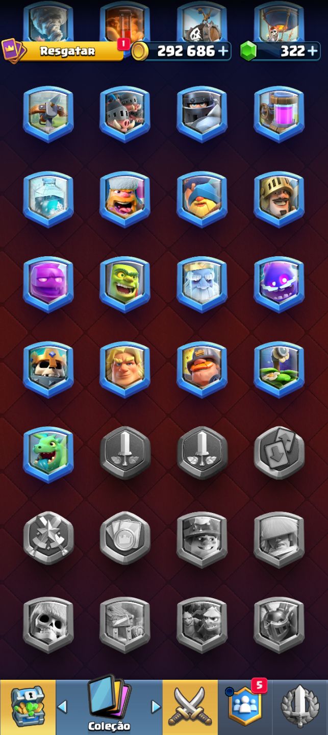 Conta Clash Royale muitos itens, com marretada do tor