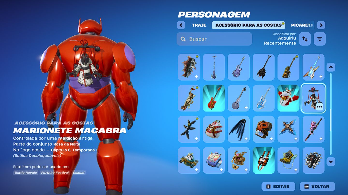 CONTA FORTNITE +200 ITENS - BAYMAX - VARINHA ESTELAR - 89 PICARETAS FULL ACESSO