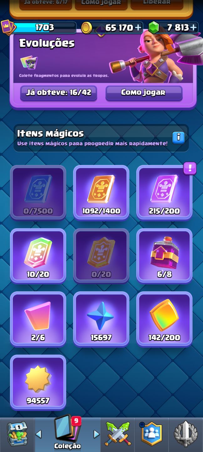 Conta Clash royale (arena sazonal 2) 7800 gemas único dono