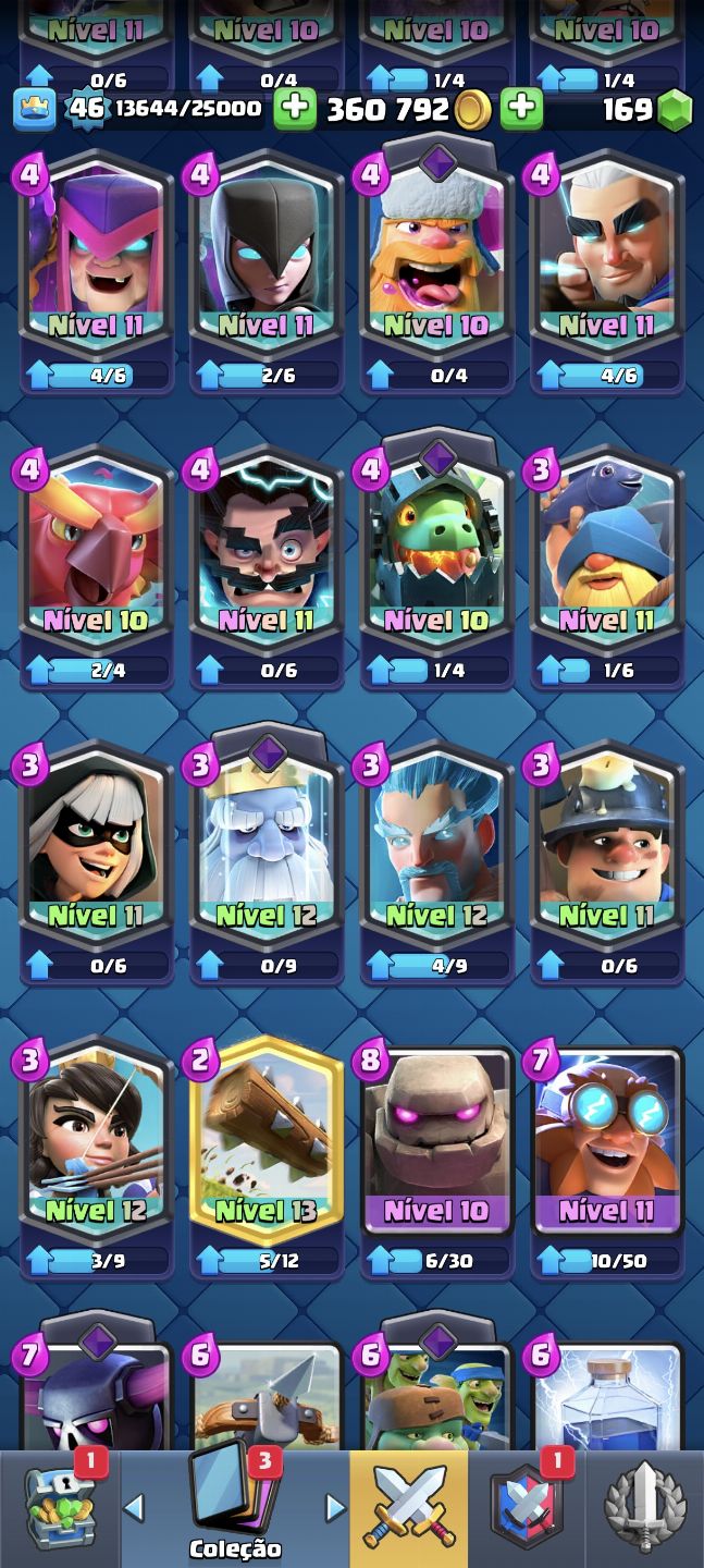 Conta clash royale 10k de troféus, diversas cartas upadas, level 46, 4 anos