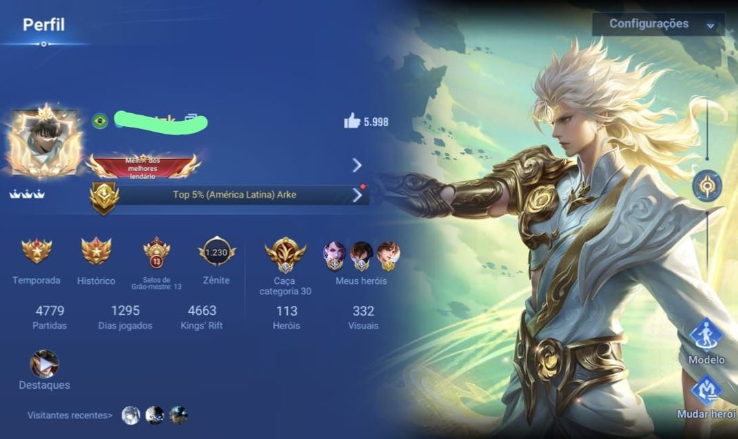 CONTA HONOR OF KINGS RARA! CRIADA DESDE O BETA VÁRIAS SKIN GACHA QUASE VIP9