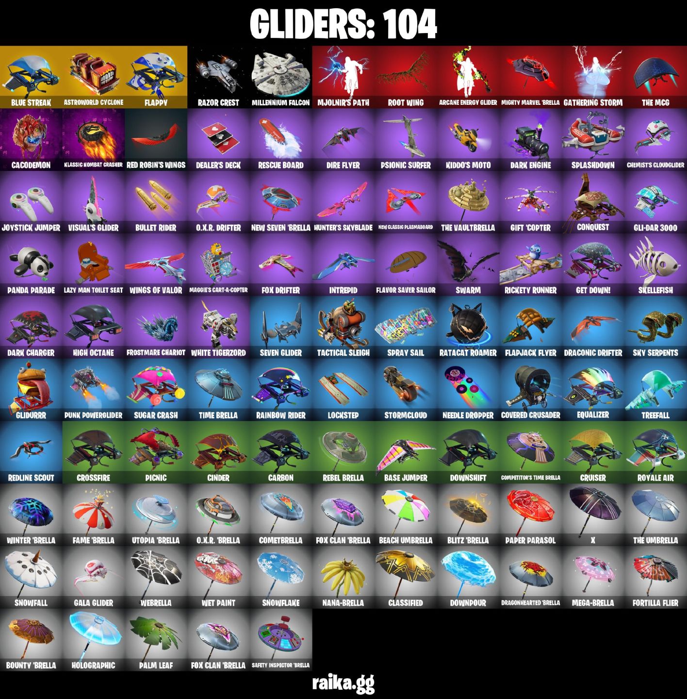 87 skins s2 Blue squire Royale Knight , s3 The Reaper 250 VB Rogue Agent