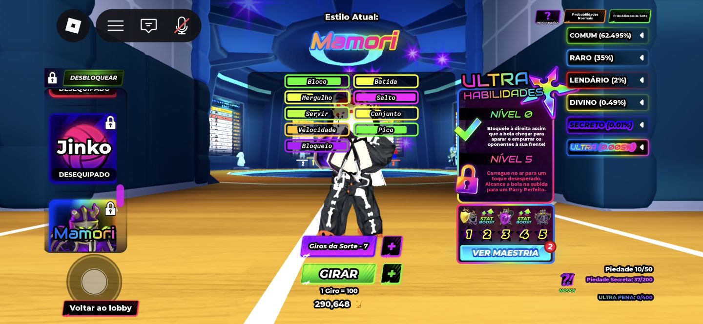 Conta haikyuu legends e Blox fruits