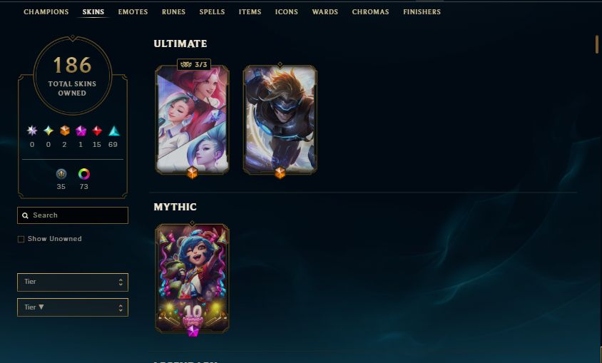Conta Antiga de League Of Legends Todos os campeões - 186 skins
