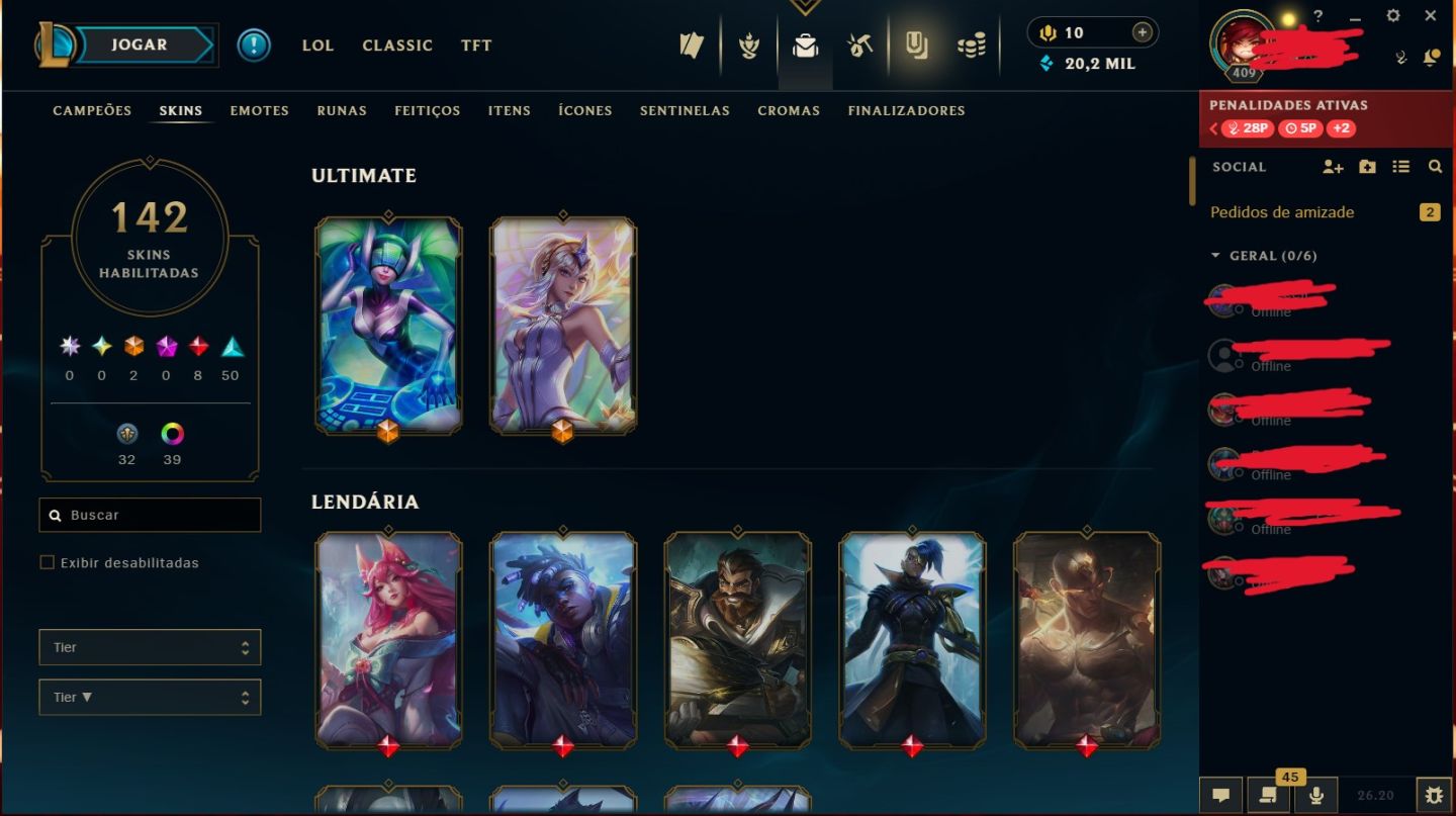 CONTA LOL LVL 409 | 142 SKINS | LUX ELEMENTALISTA + DJ SONA| OURO 3 | ÚNICO DONO