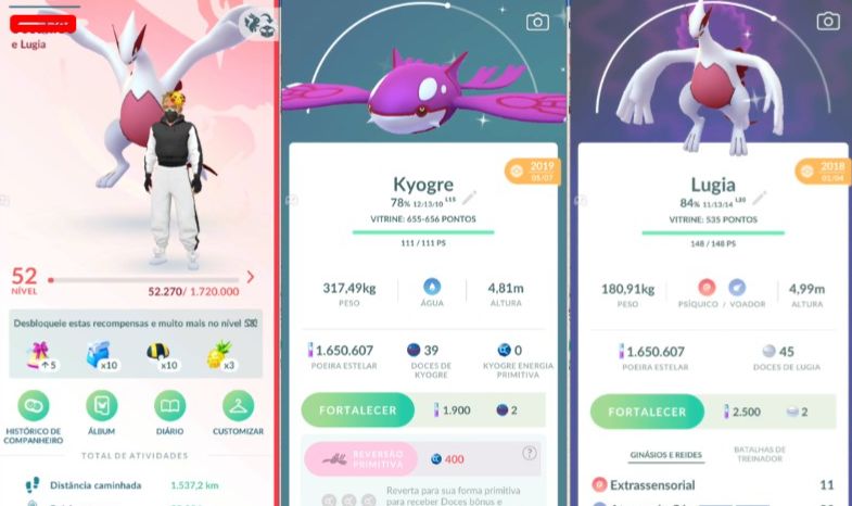 CONTA POKEMON GO LEVEL 52 | 127 LENDARIO | 20 BRILHANTE | LENDARIO E PKM ANTIGOS