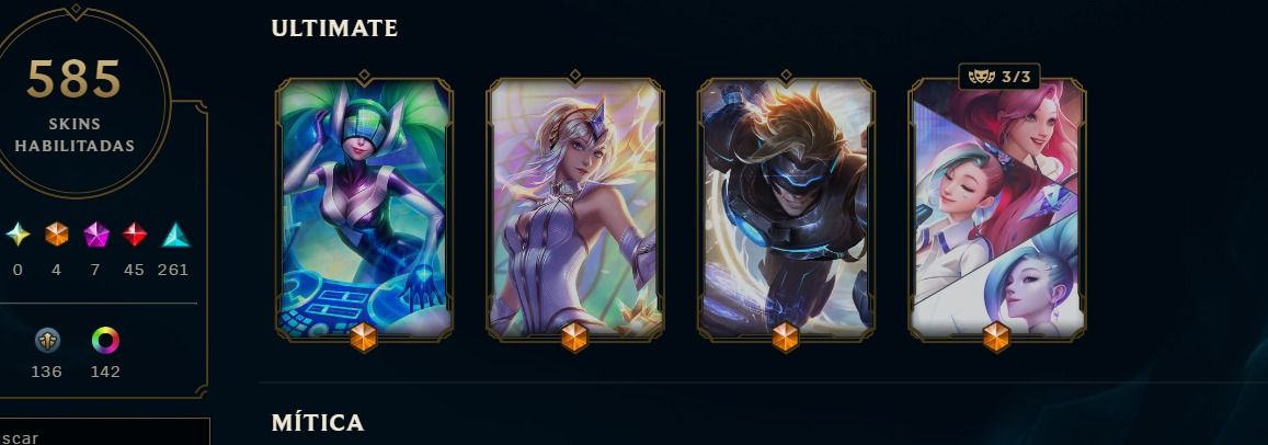 Conta de lol único dono, mais de 10 anos lvl 670 com 585 skins