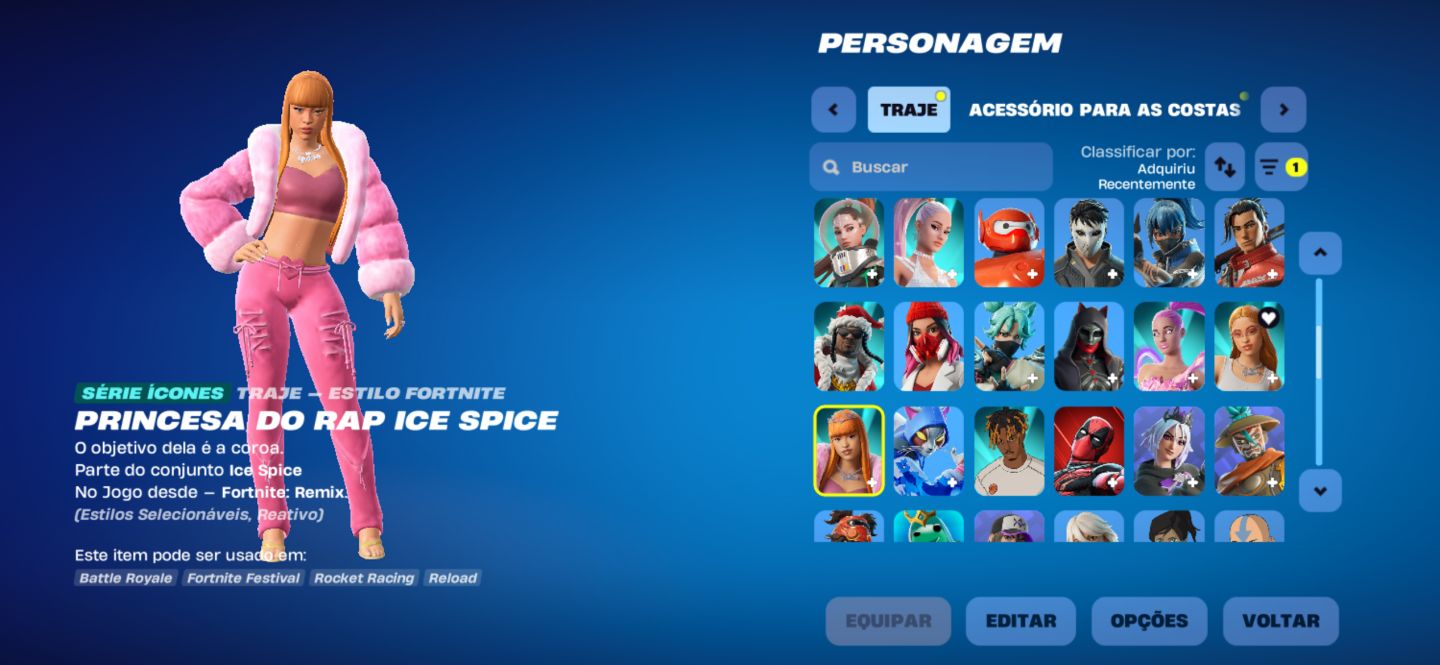 Conta fortnite skins og ice spice e muito mais