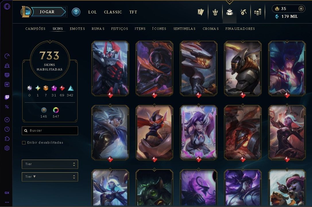 Conta legais of legends cheia de skin oportunidade Level 1138