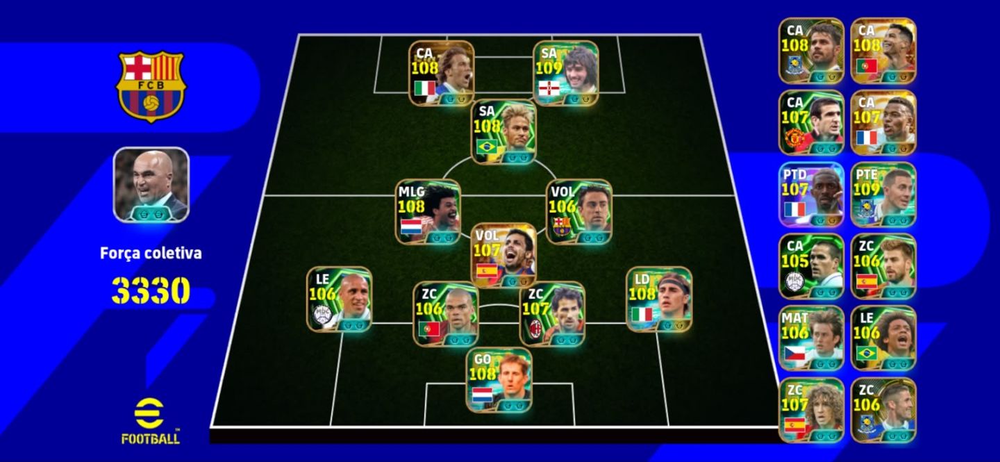 CONTA DE EFOOTBAL COM NEYMAR,gullit,del pierro novo zaga top,mbappe , dembele cr
