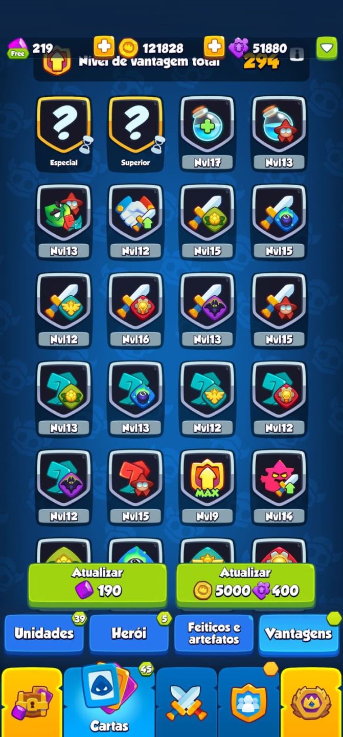 Conta Rush Royale BRIGUENTO LV 15 MONGE LV 13 + DRIADE LV11 1189 DE CRITICO