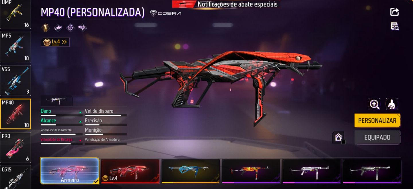 Conta de Free Fire com UMP atributada, parceiras, raridades e evolutivas!!