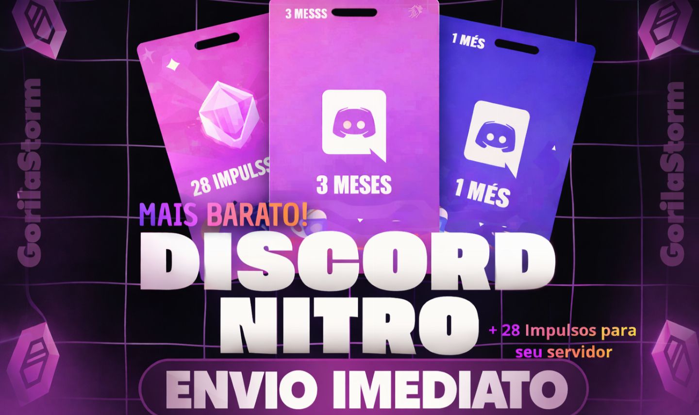 Discord Nitro Gaming 3 Mêses + 28X Impulsos + ENVIO IMEDIATO (MAIS BARATO)
