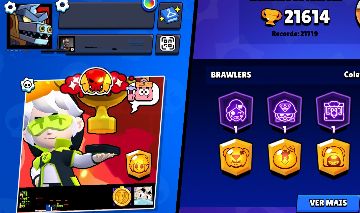 Conta de Brawl Star com 21K de troféus, bastante recursos e skins de parcerias