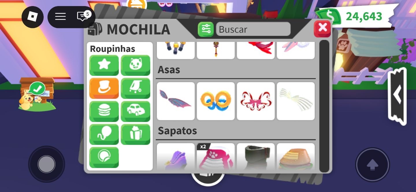 INVENTÁRIO COM PETS VEÍCULOS E ROUPINHAS