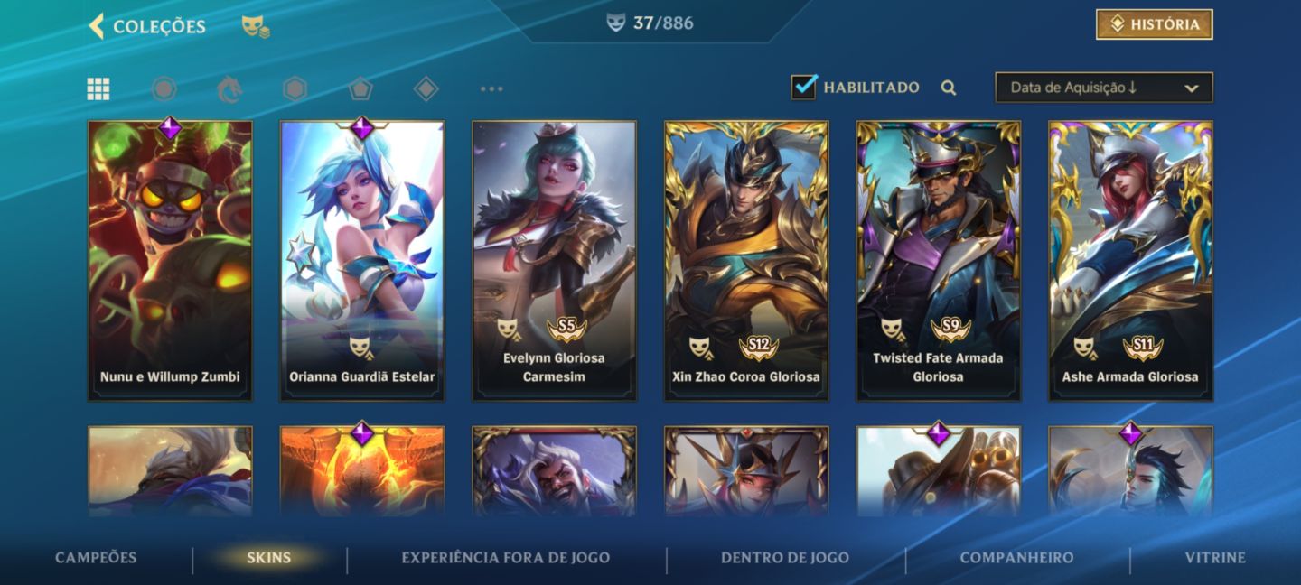 WILD RIFT - 3X MESTRE -LEVEL 135 - 37 SKINS- 1400 DIAS DE IDADE.