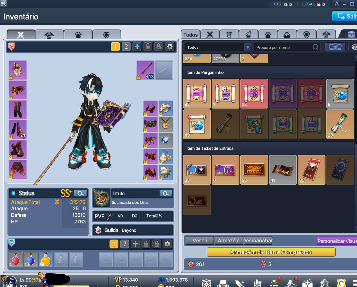 Conta de Grand Chase Mari 650 k + 6 nivel 90 5 Despertados 13840 vp 4 Pets