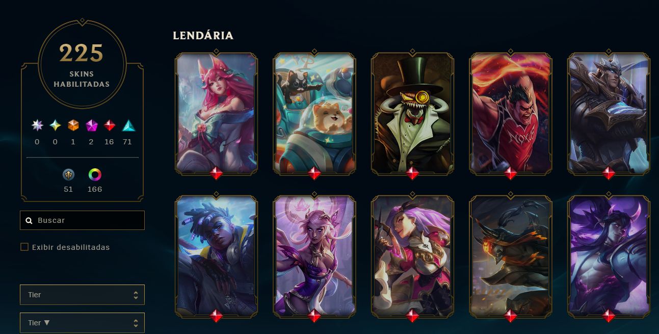 CONTA DE LEAGUE OF LEGENDS NÍVEL 1000 COM DIVERSAS SKINS, ELO ATUAL HIGH MESTRE!