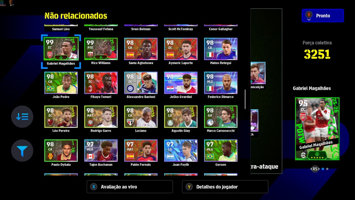Conta PC Steam Del Piero Blitz 107, Zola Blitz 107, Maldini 109, CR7 107 e CIA