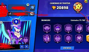 CONTA BRAWL STARS - 20.898 TROFÉUS | 77/103 BRAWLERS | PRESTÍGIO 9
