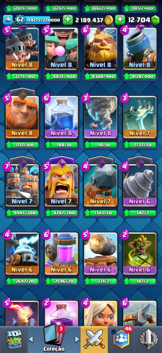 Conta Clash Royale com 12k de gemas + Braw Stars + Clash of Clans