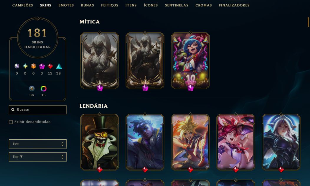 CONTA LOL | 181 SKINS | SEASON 2013
