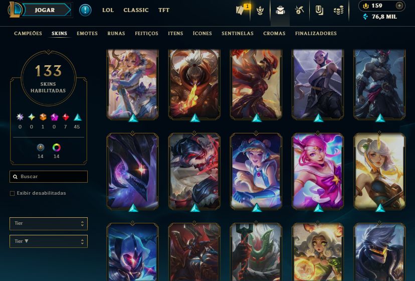 CONTA LOL LEVEL 219, COM 133 SKINS PRATA 1 FULL ACESSO E ENVIO RÁPIDO