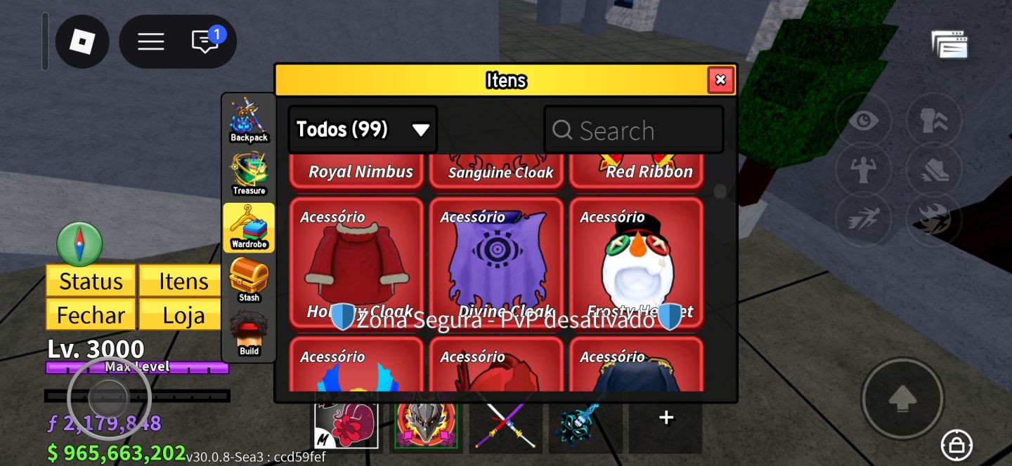 Conta de roblox focada em blox fruits,aotr,fish e muitos mais jogos