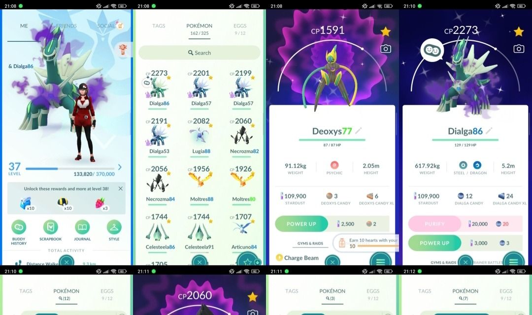 Pokémon GO LVL 37 | Dialga shiny + 2 Necrozma + 2 Moltres + Deoxys shiny T344