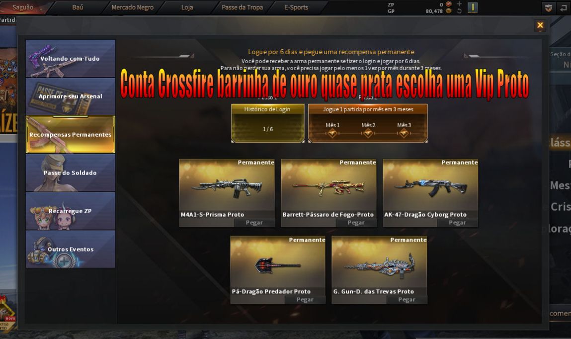 CONTA CROSSFIRE BARRINHA OURO QUASE PRATA VIP PROTO
