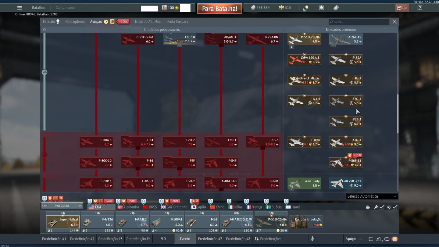 Conta War Thunder (2015) Competitivo