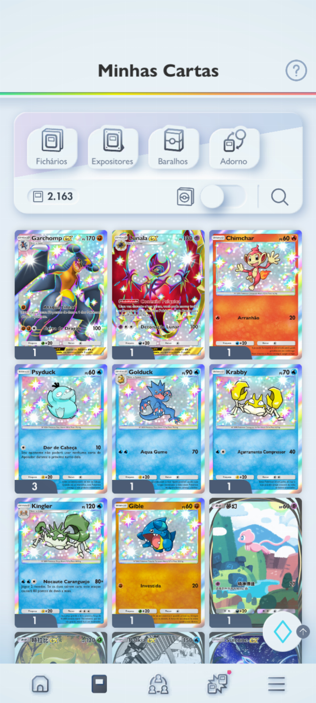 Conta Pokémon TCG - NV 37 com mais de 2k cartas, muitos Shinys e Full Art!!!