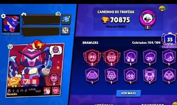 Conta BrawlStars 70k troféus | Fama Saturniana II | 104 Brawlers | 35 Prestígios